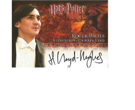 Henry Lloyd Hughes as Roger Davies signed Harry Potter Collection autographed Artbox trading card. Each card has picture of t