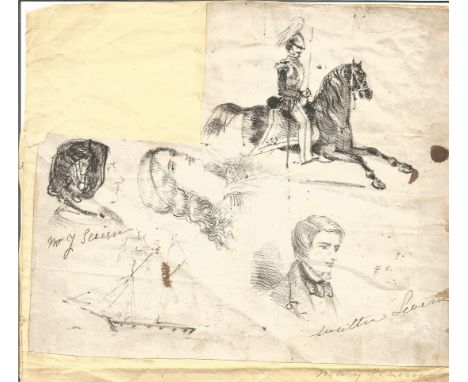 Cecil Lawson 1895 Sketch which includes a soldier on horse, Walter and Mary Severne. Son of the well-known artist. Comes with