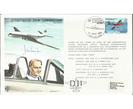 Aviation FDC Cover dedicated to Grp. Capt. John 'Cats Eyes' Cunningham CBE, DSO, DFC. Cunningham was a night fighter Ace duri