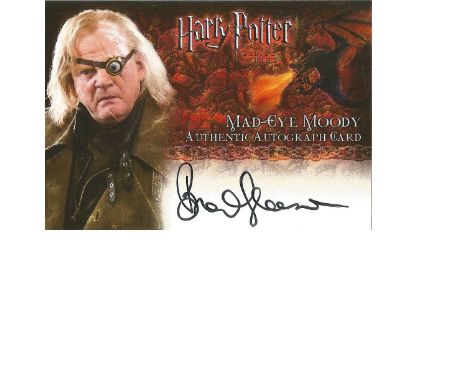 Brendan Gleeson as Mad Eye Moody signed Harry Potter autographed Artbox trading card. Each card has picture of the character 