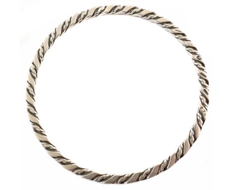 Georg Jensen silver bangle , rope twist design, design number 17B, Georg Jensen oval mark, '925S' and 'DENMARK' stamped to si