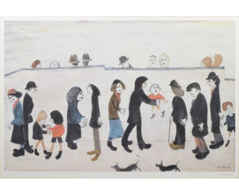 After Laurence Stephen Lowry R.A. (1887-1976), "Man Holding Child", signed in pencil in the margin, with Fine Art Trade Guild
