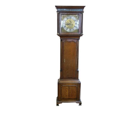 Thomas Birchall, Nantwich, long-case clock, 8-day movement striking on single bell, square brass dial with silvered chapter r
