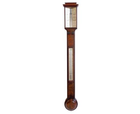 Abraham &amp; Co (Opticians) Liverpool, stick barometer, silvered dial with double vernier (Yesterday and Today), figured mah