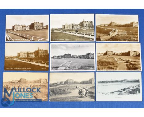 Collection of various early views of St Andrews Old Golf Course b&amp;w postcards (9) to include the R&amp;A Golf Club and Ho