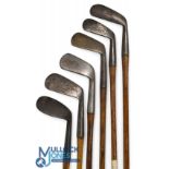 6x Assorted irons featuring 3x Good playable golf irons include Willie Park iron,