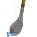 MSD 3 The Mills pitching mashie with maker's shaft stamp below the full length hide grip