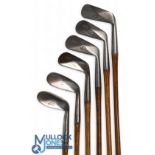 Half a set of Diamond backed Glory irons by D Anderson and Son St Andrews comprises a mid-iron,