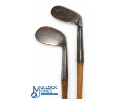 2x Smooth faced gutty period rut niblicks one showing the early Tom Stewart pipe mark and another stamped Haskins and Son Hoy