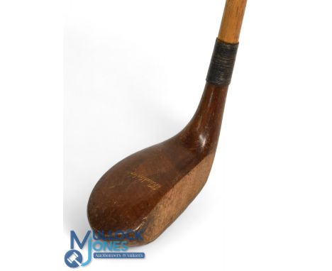 Tom Auchterlonie of St Andrews wooden mallet head socket neck putter in light brown stained persimmon fitted with a full leng