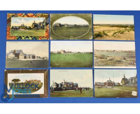 Collection of early Montrose golf links coloured postcards from the turn of the 20thc (9) reputedly the 5th Oldest golf cours