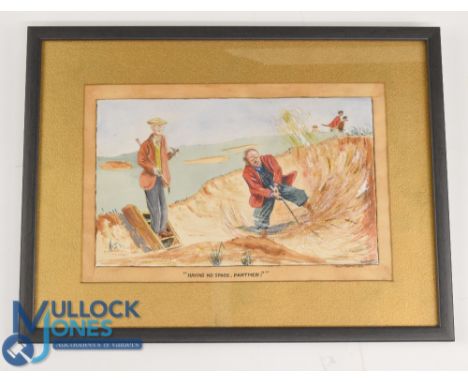 1922 Original 'Punch' Amusing Golfing watercolour by R H Vaughan - signed and dated by the artist to the lower right titled "