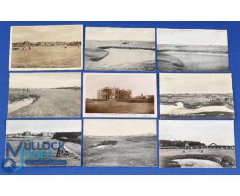 Collection of the interesting 20th c Old Course St Andrews golfing postcards (9) to include a good cross section of players o