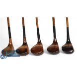 5x Assorted socket neck woods incl Jack White autograph stripe top spoon, Fred Stephens stripe top