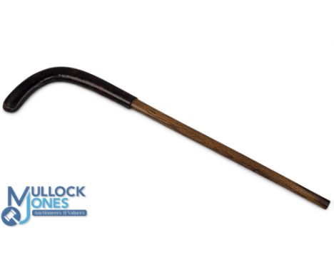 Antique c1900 Hockey Stick: with a full leather cladding to blade, has Alice carved to handle and No.18 - #90cm long