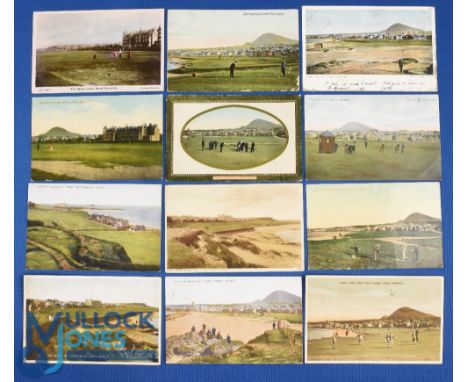 Interesting collection of North Berwick Golf Links coloured postcards from late 19th/early 20th century (12) mostly featuring