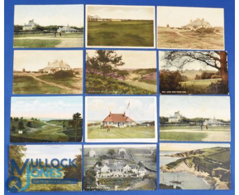 Various early English golf links coloured golfing postcards from the early 1900s onwards (12) to incl 5x Hayling Island (one 