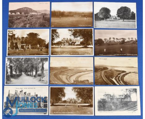 Interesting cross section of early Scottish Golf Links black &amp; white postcards from the 1900s onwards (12) to incl 5x vie