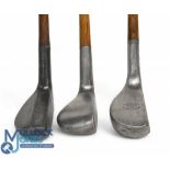 3x Alloy mallet head putters to incl RSB model with four original circular lead weights to the