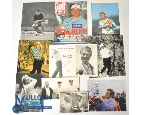 Selection of Golf Players Signed Photographs. To consist of Greg Norman, Tony Jacklin, Tom Watson, Lee Trevino, magazine cove