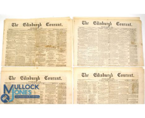 Collection of late 19th c Edinburgh Evening Courant Newspapers interesting sporting section covering golf, hare coursing, foo