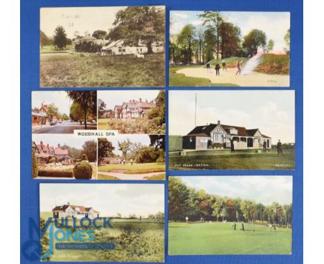 Interesting cross section of early English Golf Links coloured postcards from first half of the 20th century (6) to include 2