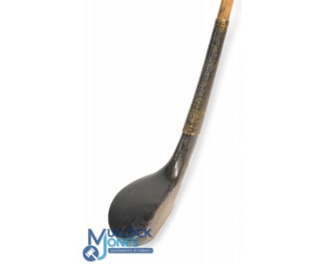 R Forgan of St Andrews late transitional small headed scare neck driver showing the POWF mark to the crown in dark stained be