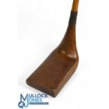 Unnamed Gassiat style rectangular wide wooden head socket neck putter with half brass sole plate,