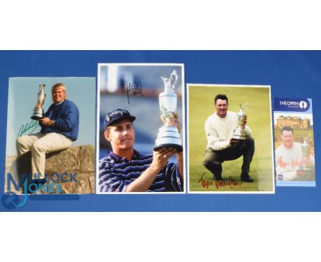 Collection of US Players Open Golf Champions signed press size colour photographs and Spectator Guide (3) - to incl John Daly