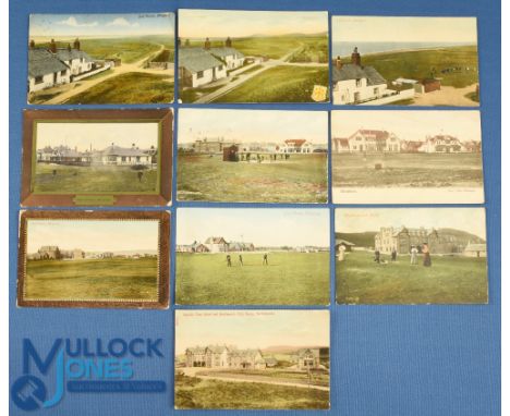 Interesting collection of various early 20th c Scottish golf links coloured postcards all from the early 1900s (10) to includ