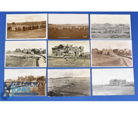 Interesting collection of various championship golf match and general play St Andrews Old Course postcards from the 1920s onw