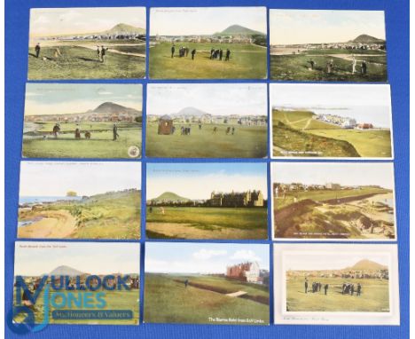 Interesting collection of North Berwick Golf Links coloured postcards from late 19th/early 20th century (12) to include The M