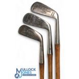 3x Assorted golf irons incl Walter Hagen 2 iron, Esdell challenger driving iron, and a concentric