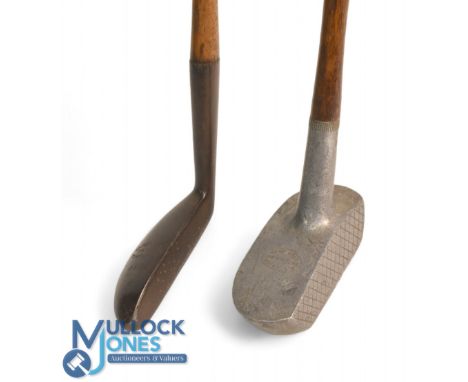 2x Interesting putters features 'The Toby' shallow narrow, metal mallet head showing the Winton diamond and A Mitchell stamp 