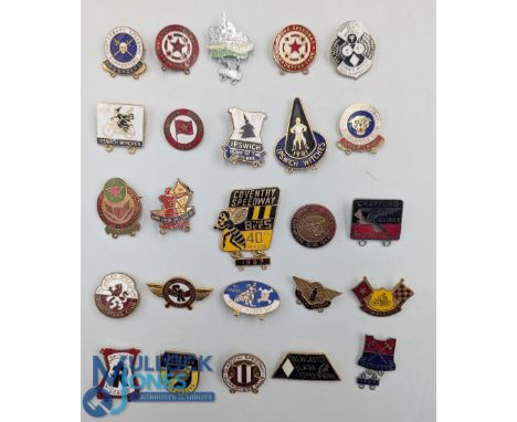25x Vintage Assorted Speedway Motor Sport Enamel Badges with teams of Coventry Great Yarmouth, Poole, Ipswich, Newcastle, Oxf