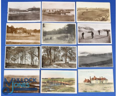 Collection of late 19th/20th c English golf links black and white and colour postcards incl Missing Links (12) to Princes Gol