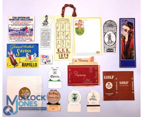 Golf Themed Matchboxes, Cigarette box, bookmarks, napkin, wine bottle labels, and more - a good selection