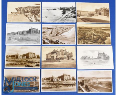 Collection of St Andrews Old Golf Course B&amp;W postcards from the early 1900s onwards (12) to incl 4x aerial views 1x 1st a