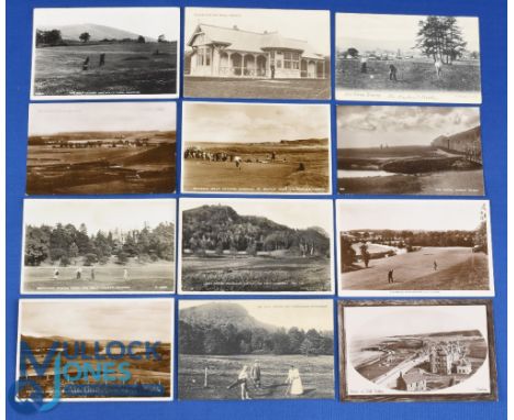 Collection of various Scottish golf links b&amp;w postcards (12) to include 3x early golfing scenes one of Deeside Golf Club 