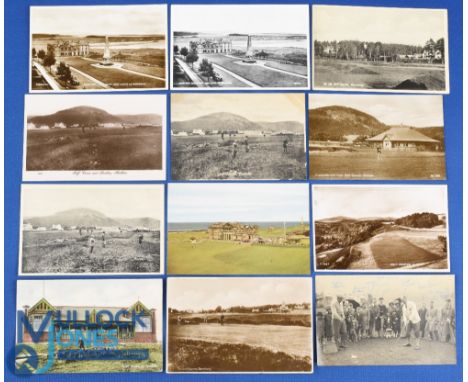 Collection of various early Scottish Golf Links b&amp;w and coloured postcards (12) to include an early coloured postcard of 