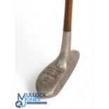 Gibson of Kinghorn torpedo styled centre shaft alloy mallet head putter showing the maker's mark and