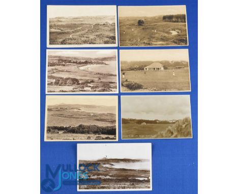 Collection of early Abersoch Golf Links North Wales b&amp;w postcards from the 1920's onwards (7) to include various views of