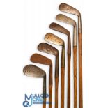 7x Assorted irons to incl large head niblick showing the Spalding Anvil mark, D Anderson St