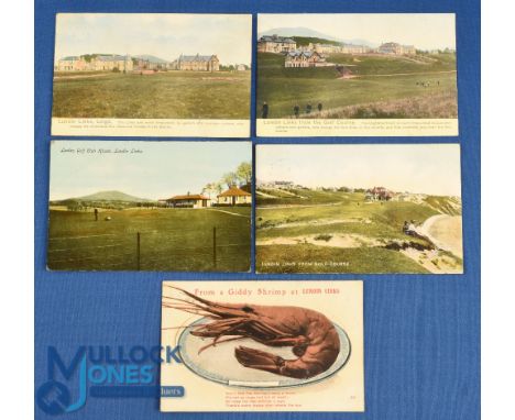Interesting collection of early Lundin Golf Links (Est 1869) coloured postcards from the 1900s onwards (5) including differen