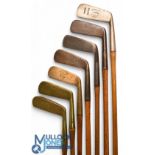 7x Assorted putters to incl 4x metal straight blades by makers Gibson, Vertex, Harry Macrae and 1x
