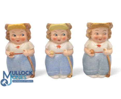 Goebel Hummel Lady Golfers - 11.5cms high. Mark on bottom 1950-1955. Set of 3