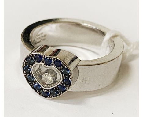 CHOPARD 18CT DIAMOND &amp; SAPPHIRE RING SIZE L 