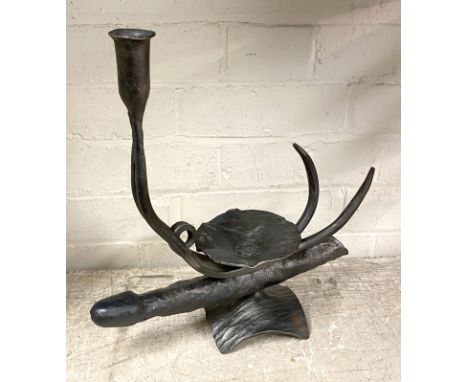 BRONZE PHALIC CANDLESTICK 35CMS (H) &amp; APPROX 12 INCHES IN LENGTH