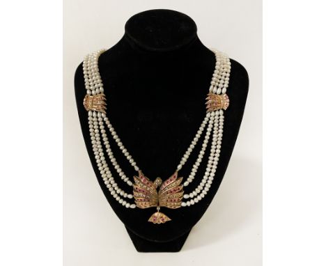 GOLD &amp; PEARL &amp; RUBY NECKLACE