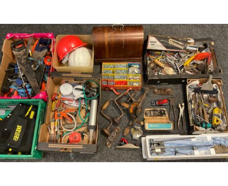 Tools -  joinery, metal work, hand tools inc Brown and Sharp surface gauge, Stanley 220 snub nose planes x 2 another Indian, 